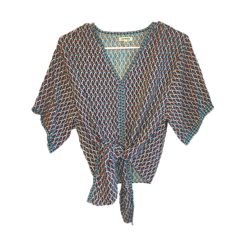 Max Studio tie front flutter sleeve blouse